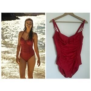 PRIMA DONNA Sherry One Piece Swimsuit True Red Ruching Slimming Resort Size 36E